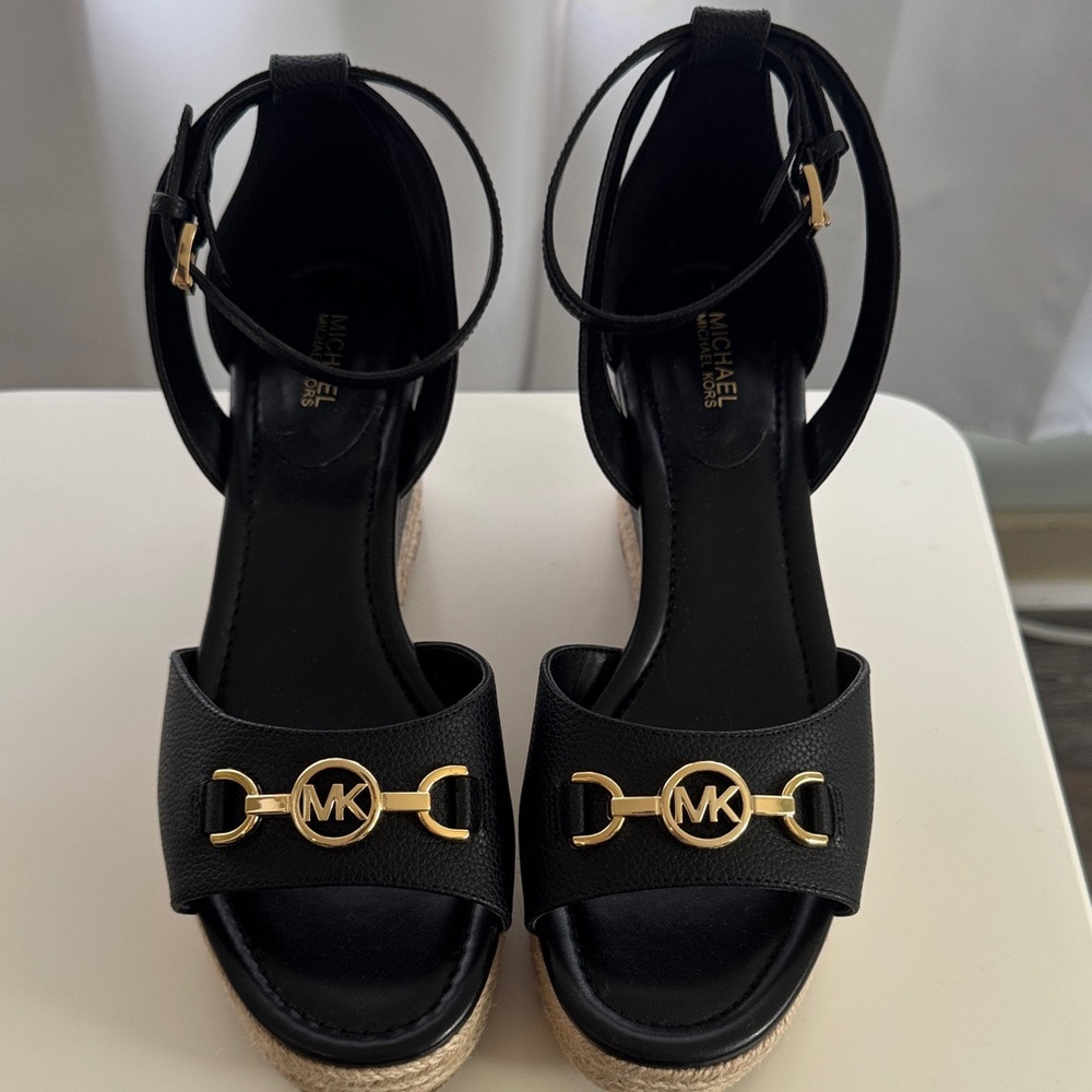 Michael Kors Black Sandals with Gold Logo-New without tags